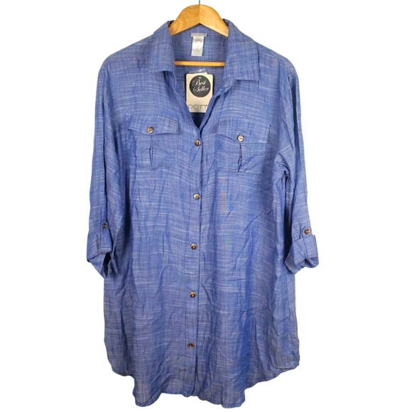 Dotti Lightweight Tunic / Cover-Up. Blue. LG. H100 - Picture 1 of 9